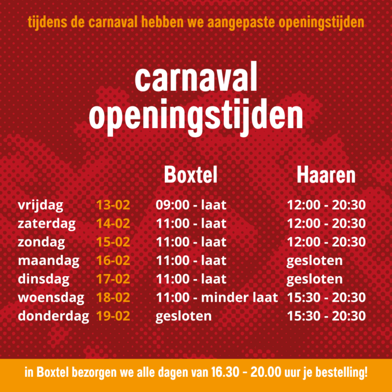 Openingstijden Carnaval